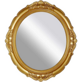 OWBIA Wall-mounted Bathroom Mirror, Vintage Hanging Mirror for Bathroom, Oval Antique Gold 13" W x 15" L