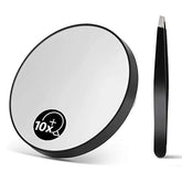 OWBIA Magnifying Mirror and Eyebrow Tweezers Kit, 3.5" Two Suction Cups Magnifier Travel Set