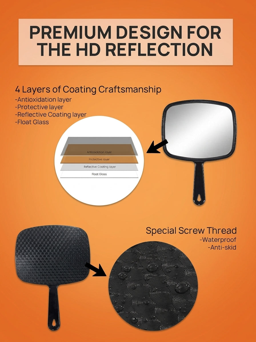 OWBIA Hand Mirror, All Black Handheld Mirror with Handle