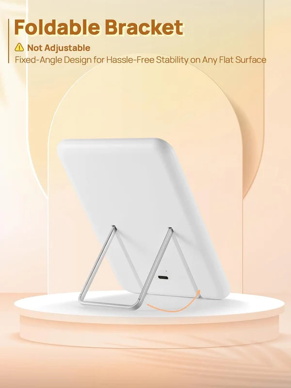 OWBIA Lighted Travel Makeup Mirror, 8 x 5 inches Desk Mirror with Foldable Stand and 3 Lighting Modes for Shaving and Travelling